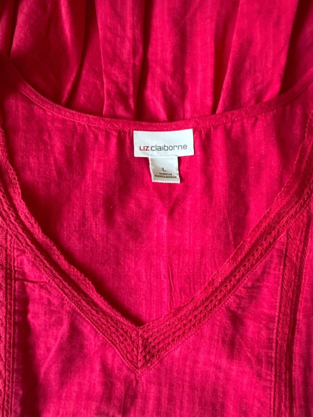 Liz Claiborne Womens Large Pink Peplum Top With V-Neck & Puff Sleeves - Picture 5 of 5